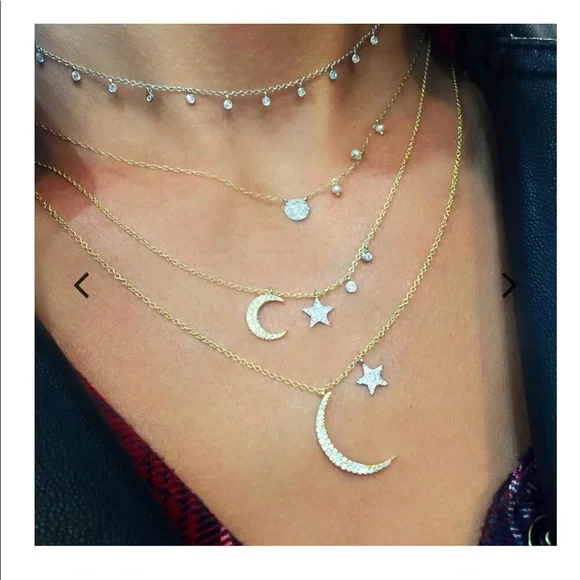 Meira T 14K Rose Gold Diamond Moon Star Necklace - Picture 8 of 15